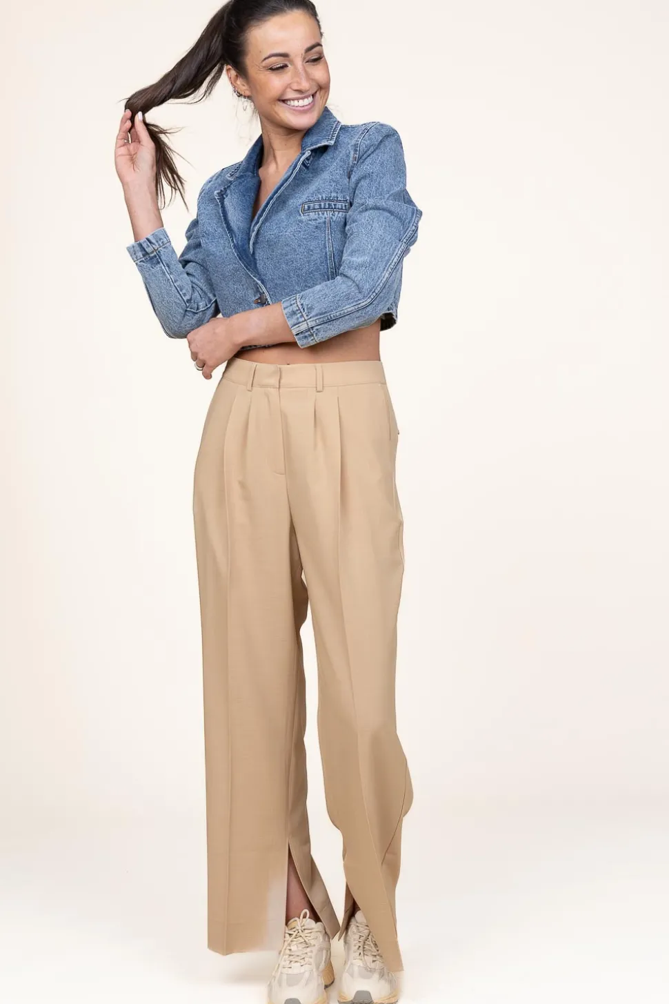 Pleated Trousers With Slit Rupert | Beige... | Herskind | Little Soho