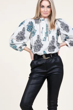 Poplin Blouse With Print Muguet | White... | Antik Batik | Little Soho