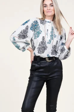 Poplin Blouse With Print Muguet | White... | Antik Batik | Little Soho
