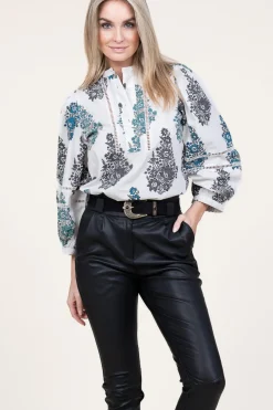 Poplin Blouse With Print Muguet | White... | Antik Batik | Little Soho