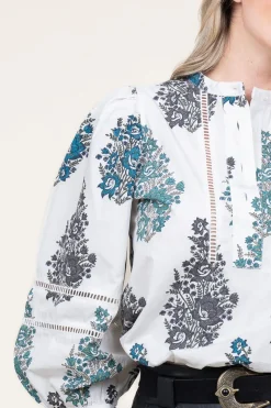 Poplin Blouse With Print Muguet | White... | Antik Batik | Little Soho
