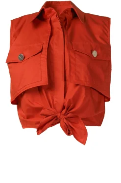 Poplin Blouse With Tie Detail Triscina | Orange... | Liu Jo | Little Soho
