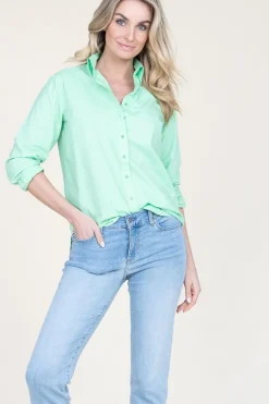 Poplin Boyfriend Blouse Iconic | Green... | Moment Amsterdam | Little Soho