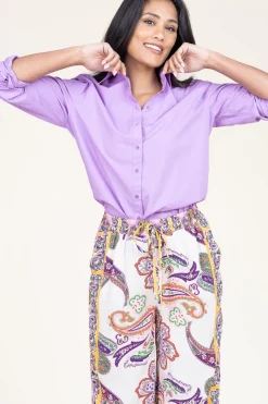 Poplin Boyfriend Blouse Iconic | Purple... | Moment Amsterdam | Little Soho