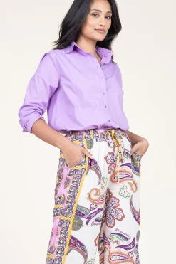Poplin Boyfriend Blouse Iconic | Purple... | Moment Amsterdam | Little Soho