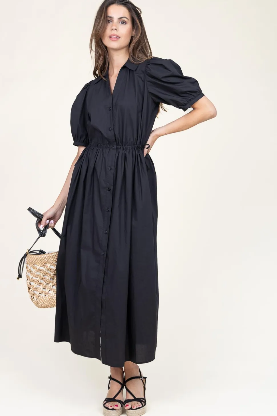 Poplin Button Through Dress With Pockets Paceco | Black... | Liu Jo | Little Soho