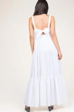 Poplin Crochet Maxi Dress Marsala | White... | Liu Jo | Little Soho