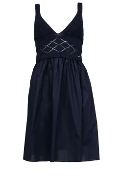 Poplin Crochet Mini Dress Marsala | Black... | Liu Jo | Little Soho
