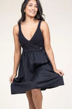 Poplin Crochet Mini Dress Marsala | Black... | Liu Jo | Little Soho