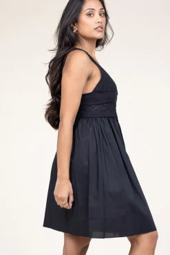Poplin Crochet Mini Dress Marsala | Black... | Liu Jo | Little Soho