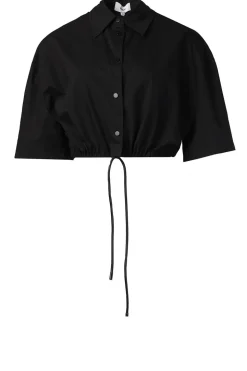 Poplin Cropped Blouse Loucie | Black... | Suncoo | Little Soho