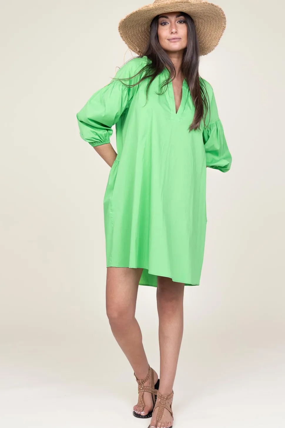 Poplin Dress Izoldi | Green... | Devotion | Little Soho
