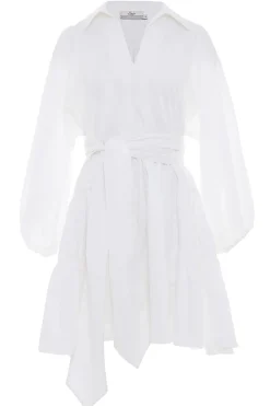 Poplin Dress With Belt Marlee | White... | Devotion | Little Soho