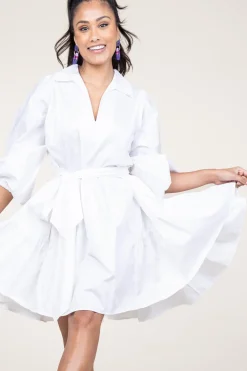 Poplin Dress With Belt Marlee | White... | Devotion | Little Soho