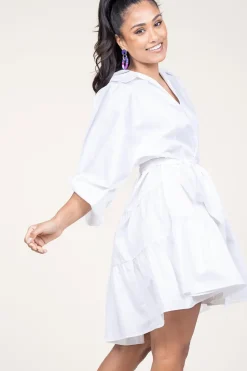 Poplin Dress With Belt Marlee | White... | Devotion | Little Soho