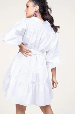 Poplin Dress With Belt Marlee | White... | Devotion | Little Soho