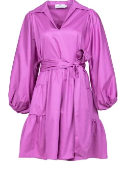 Poplin Dress With Belt Marlee | Fuchsia... | Devotion | Little Soho