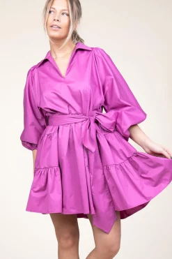 Poplin Dress With Belt Marlee | Fuchsia... | Devotion | Little Soho