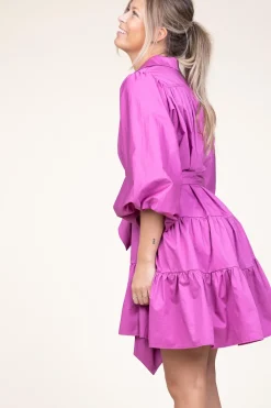 Poplin Dress With Belt Marlee | Fuchsia... | Devotion | Little Soho