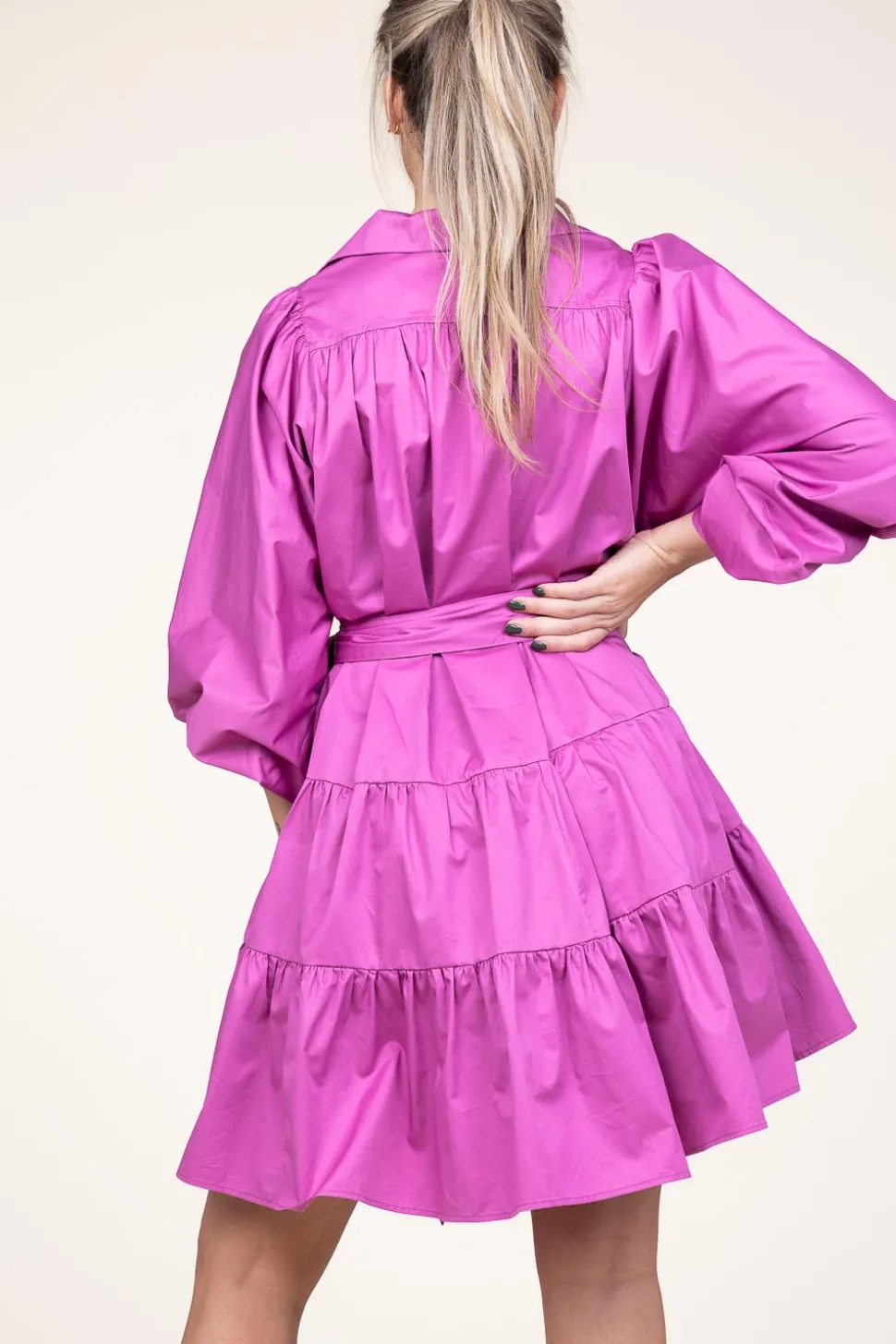 Poplin Dress With Belt Marlee | Fuchsia... | Devotion | Little Soho