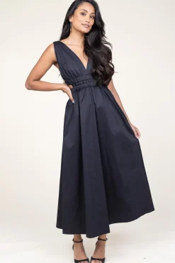 Poplin Dress With Cut-Outs Kalipso | Black... | Devotion | Little Soho