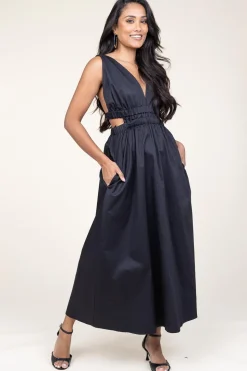 Poplin Dress With Cut-Outs Kalipso | Black... | Devotion | Little Soho
