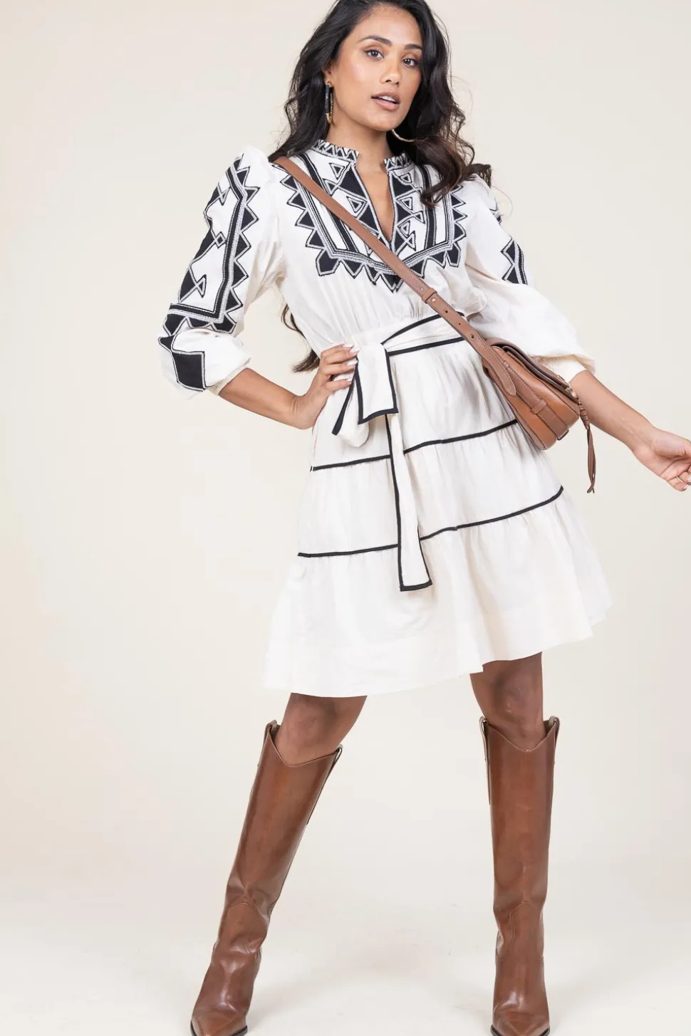 Poplin Dress With Embroidery Amalie | Natural... | Scarlett Poppies | Little Soho