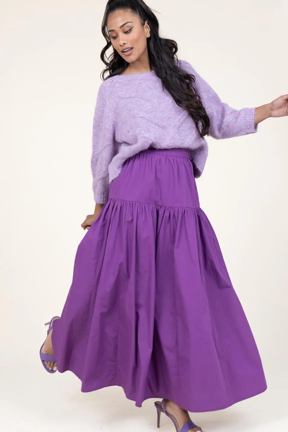 Poplin Maxi Skirt Pop | Purple... | Antik Batik | Little Soho
