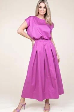 Poplin Maxi Skirt With Pockets Kelly | Fuchsia Purple... | Devotion | Little Soho