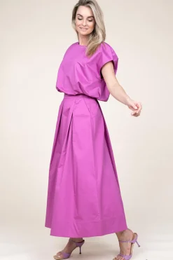 Poplin Maxi Skirt With Pockets Kelly | Fuchsia Purple... | Devotion | Little Soho