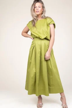Poplin Maxi Skirt With Pockets Kelly | Green... | Devotion | Little Soho