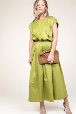 Poplin Maxi Skirt With Pockets Kelly | Green... | Devotion | Little Soho