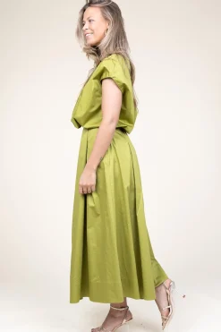 Poplin Maxi Skirt With Pockets Kelly | Green... | Devotion | Little Soho