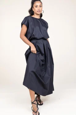 Poplin Maxi Skirt With Pockets Kelly | Black... | Devotion | Little Soho
