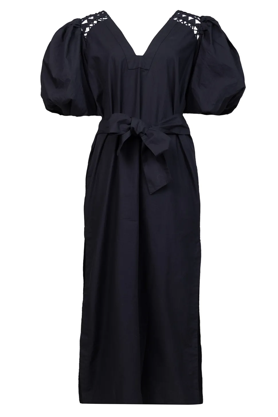 Poplin Midi Dress Trophelia | Black... | Scarlett Poppies | Little Soho