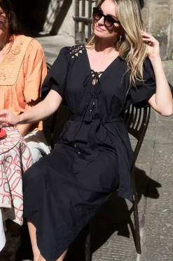 Poplin Midi Dress Trophelia | Black... | Scarlett Poppies | Little Soho