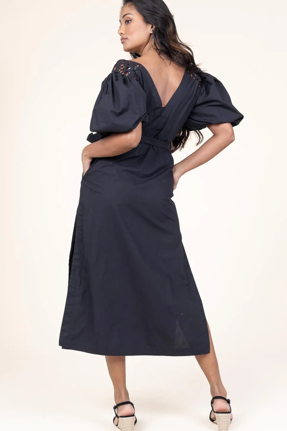 Poplin Midi Dress Trophelia | Black... | Scarlett Poppies | Little Soho