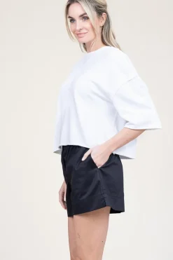 Poplin Short With Elastic Waistband Despoina | Black... | Devotion | Little Soho