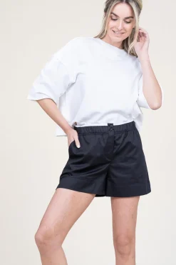 Poplin Short With Elastic Waistband Despoina | Black... | Devotion | Little Soho