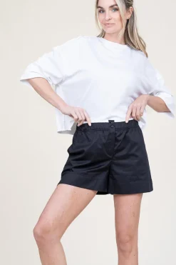 Poplin Short With Elastic Waistband Despoina | Black... | Devotion | Little Soho