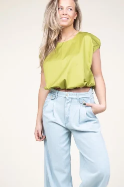 Poplin Top With Elastic Band Lanthi | Green... | Devotion | Little Soho