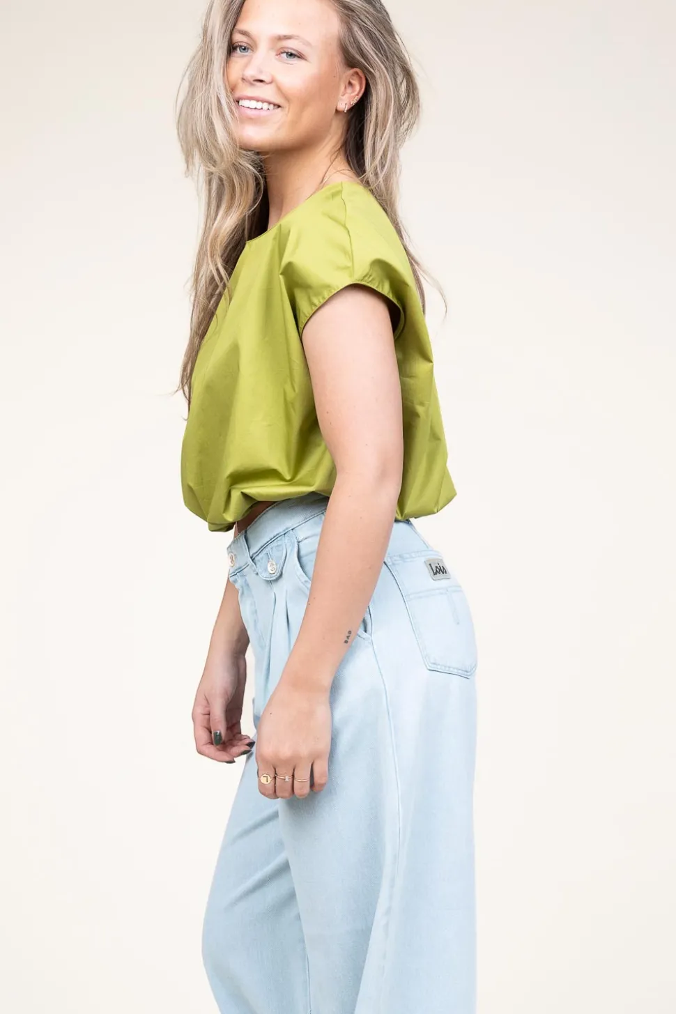 Poplin Top With Elastic Band Lanthi | Green... | Devotion | Little Soho