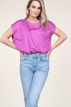 Poplin Top With Elastic Band Lanthi | Fuchsia Purple... | Devotion | Little Soho