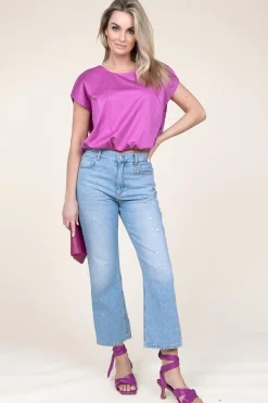 Poplin Top With Elastic Band Lanthi | Fuchsia Purple... | Devotion | Little Soho
