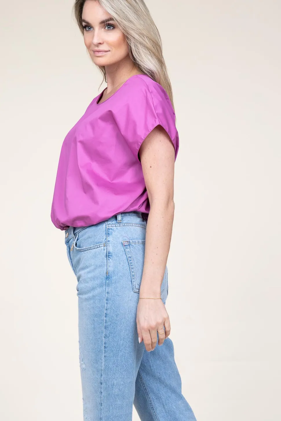 Poplin Top With Elastic Band Lanthi | Fuchsia Purple... | Devotion | Little Soho