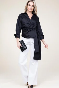 Poplin Wrap Top Ramona | Black... | Devotion | Little Soho