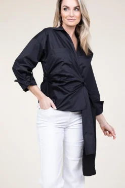 Poplin Wrap Top Ramona | Black... | Devotion | Little Soho