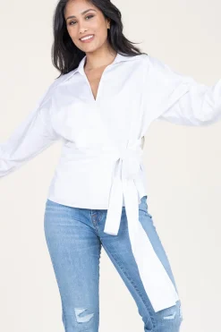 Poplin Wrap Top Ramona | White... | Devotion | Little Soho
