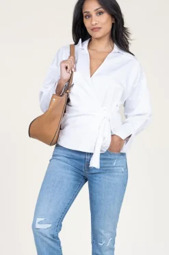 Poplin Wrap Top Ramona | White... | Devotion | Little Soho