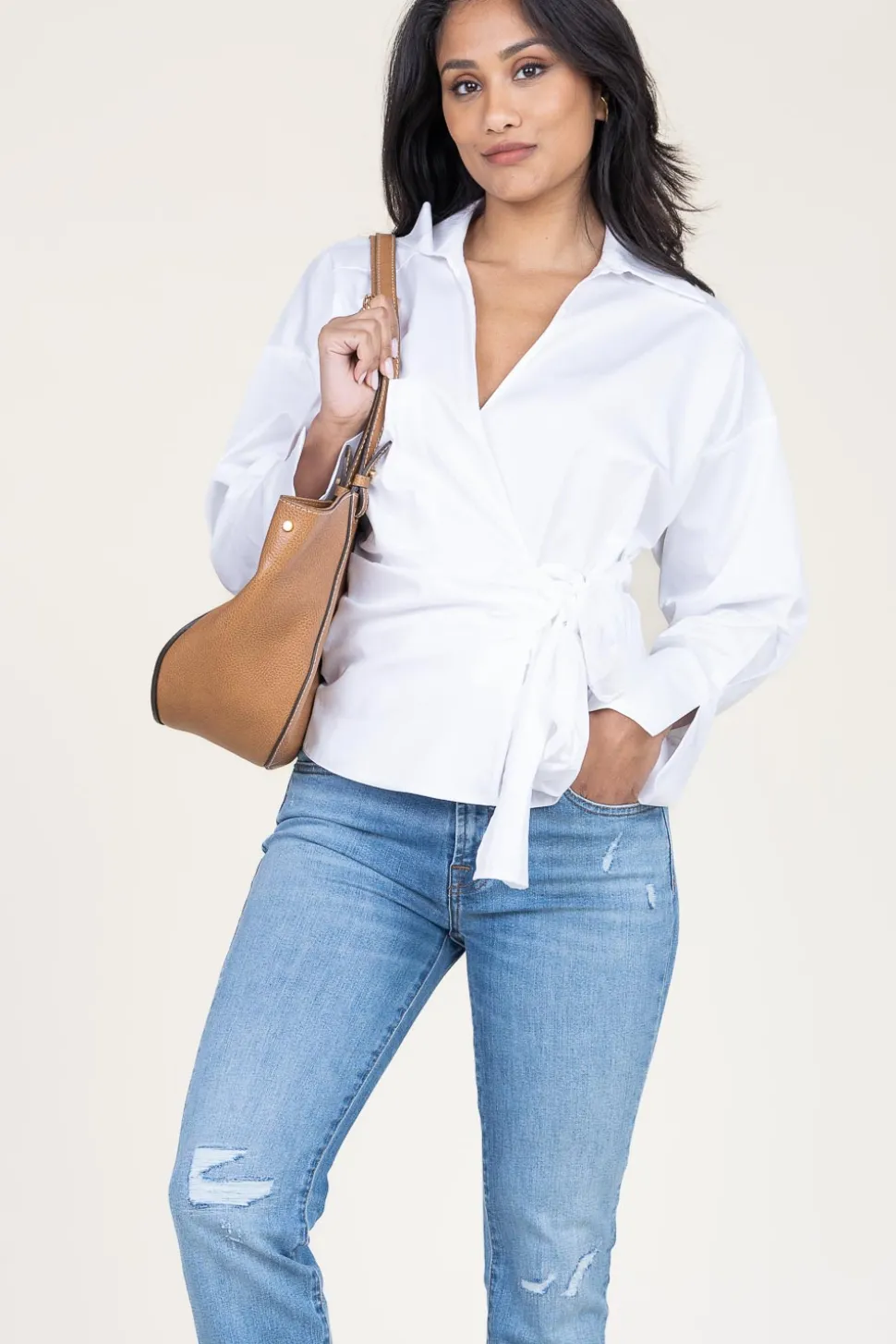 Poplin Wrap Top Ramona | White... | Devotion | Little Soho